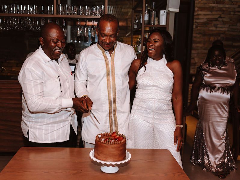 Celebrating birthday at anniversary dinner